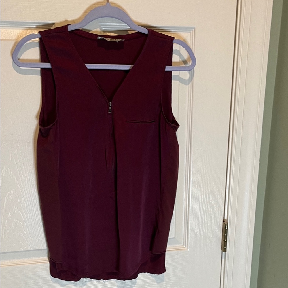 GO BY GO SILK Deep Purple Sleeveless Blouse
